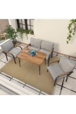 Mygusi Hayal Balkon, Bahçe, Cafe, Metal Kanepe Koltuk Takımı , Bahçe Mobilyası, 60x90 Masalı - 211 Kahve - Görsel 7