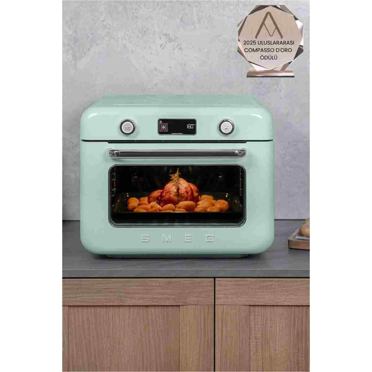 SMEG 50’s Style Krem Retro Buharlı Mini Fırın - Görsel 10