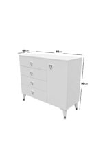 mapahomeliving Simple 4 Çekmeceli 1 Kapaklı Modern Şifonyer Beyaz Gümüş - Görsel 6