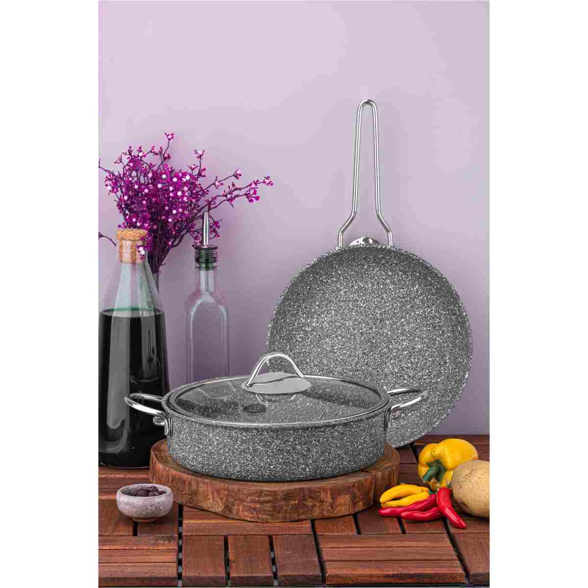 Taç Ultra Classic 3 Parça Granit Tencere & Tava Seti Gri - Görsel 8