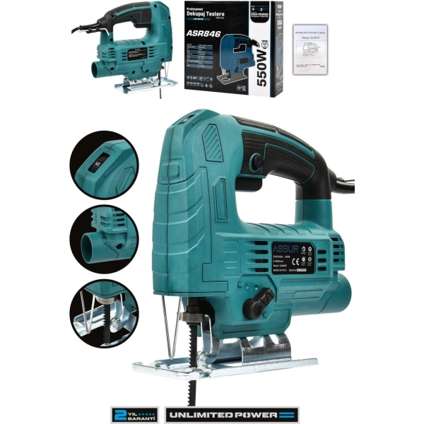 ASSUR Profesyonel 550W Devir Ayarlı Dekupaj Testere Makinesi