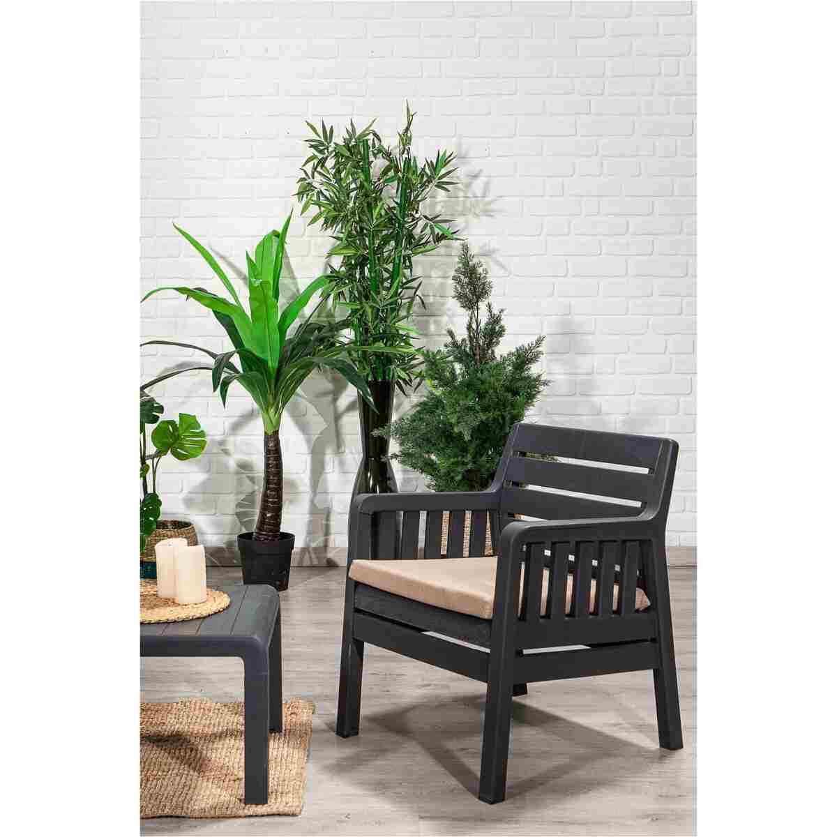 SANDALİE Lara 3 1 1 S Bahçe Takımı Balkon - Bahçe - Teras Mobilyası / Antrasit - Görsel 10