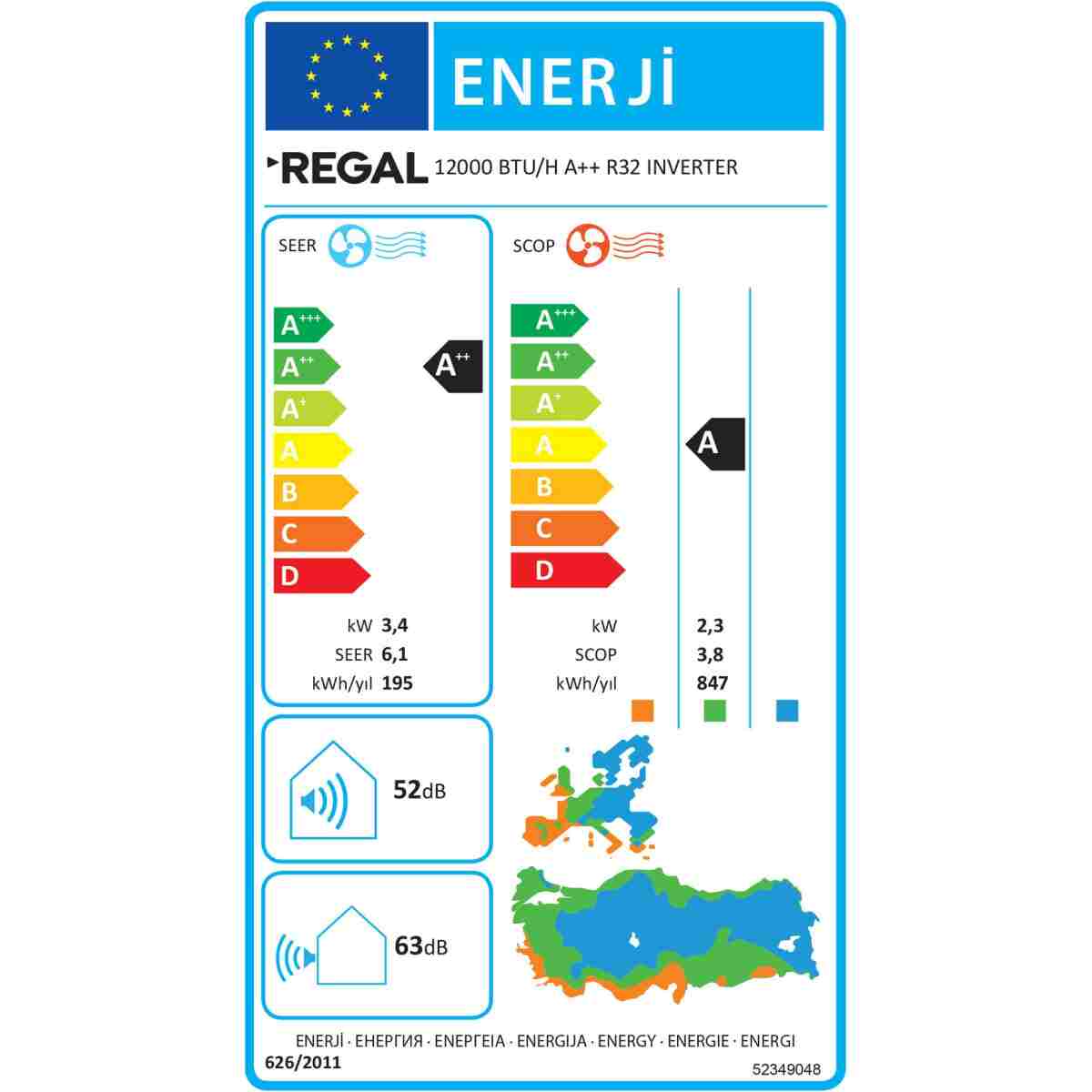 Regal 12000 BTU/H A++ R32 INVERTER Klima 20234670 - Görsel 14