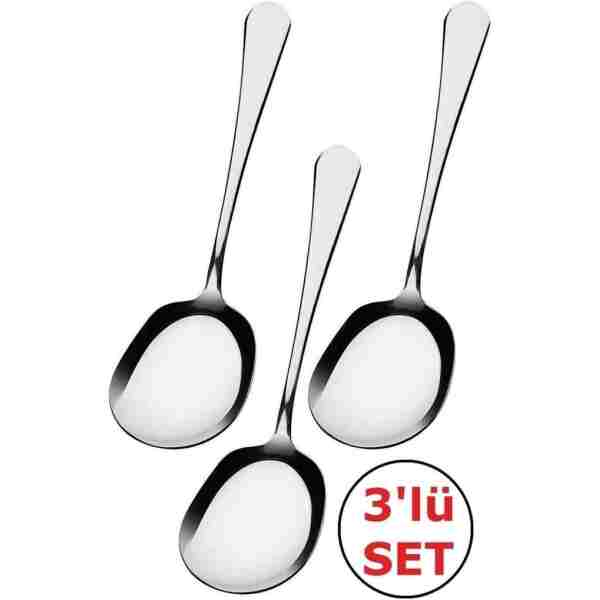 BRE HOME 3 Adet Çelik Servis Kaşık 21 Cm