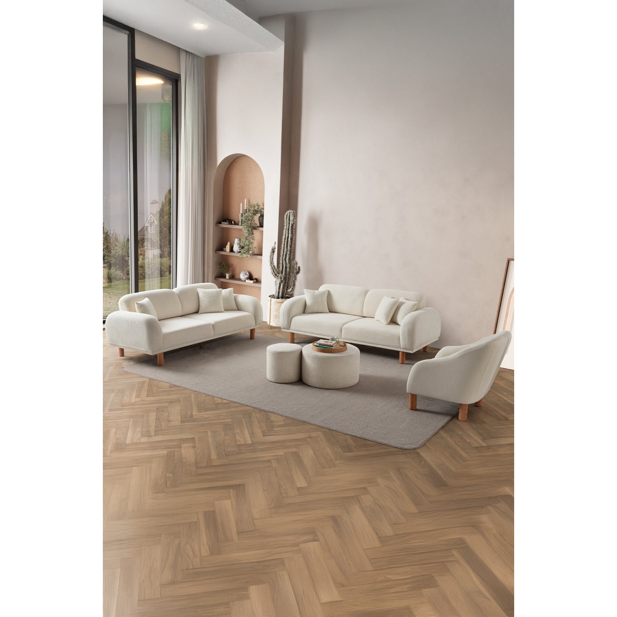 EDSY HOME Regnum Koltuk Takımı 3+3+1 Krem Renk - Görsel 2