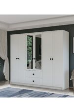 Metalia Gm 036 Lüx Düğme Kulplu 6 Kapı 2 Çekmeceli Aynalı Gardırop - Görsel 2