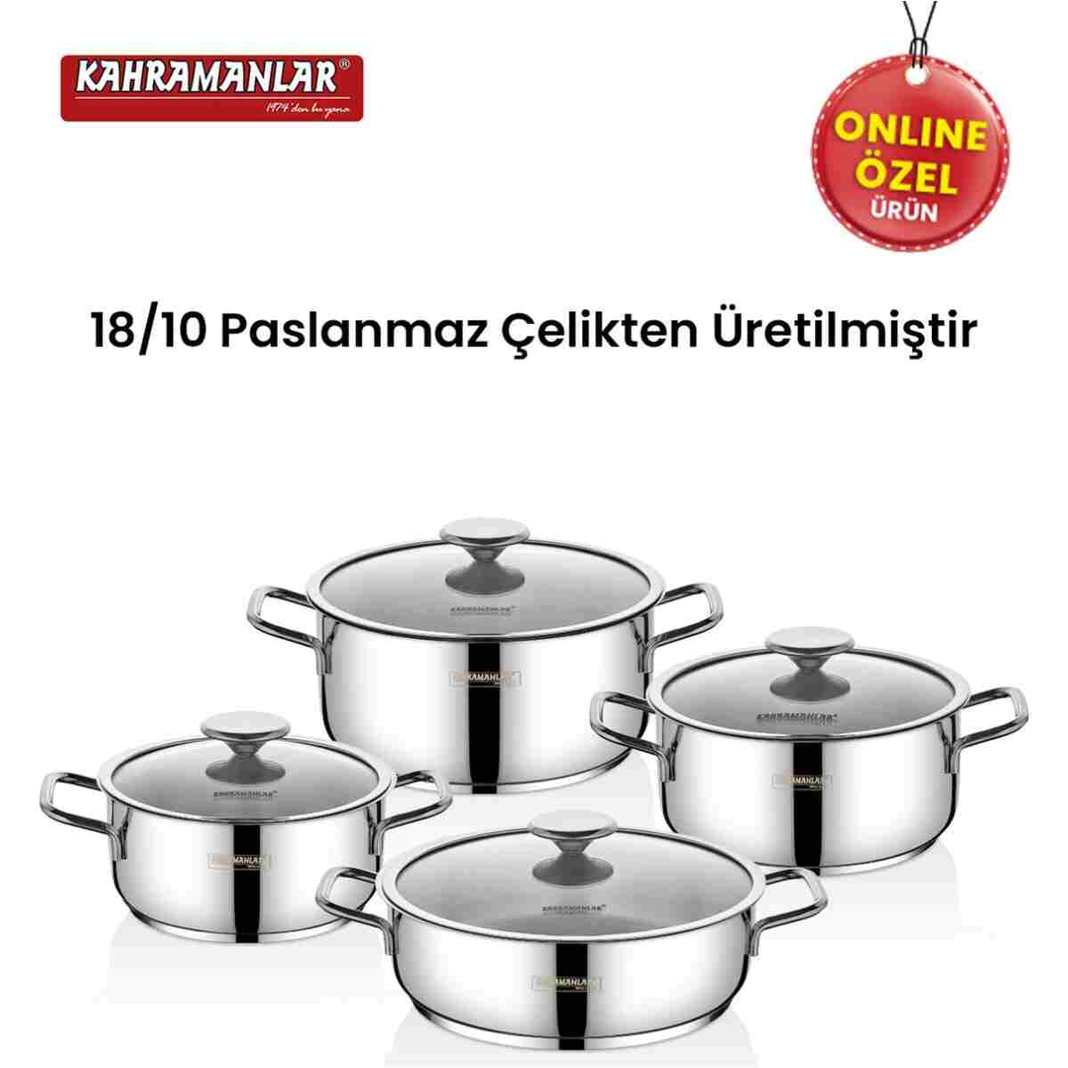 Kahramanlar Yağmur 8 Parça Çelik Tencere Seti - Görsel 9