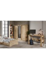 KZNMOB HOME Samira Modern Genç Odası Takımı Meşe - 5 Parçalı Ve Tamamı 1. Kalite Mdf - Görsel 4