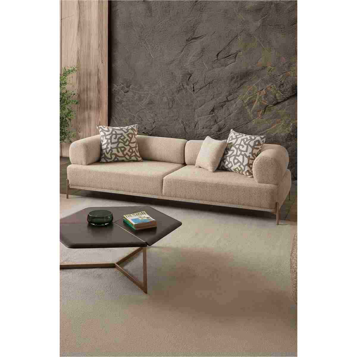 indes home Mokka 3+3+1 Koltuk Takımı Krem Renk - Görsel 5