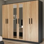 Metalia Gm 088 Favorite 6 Kapılı Aynalı Sonomo - Antrasit Gri Siyah Kulplu Gardırop