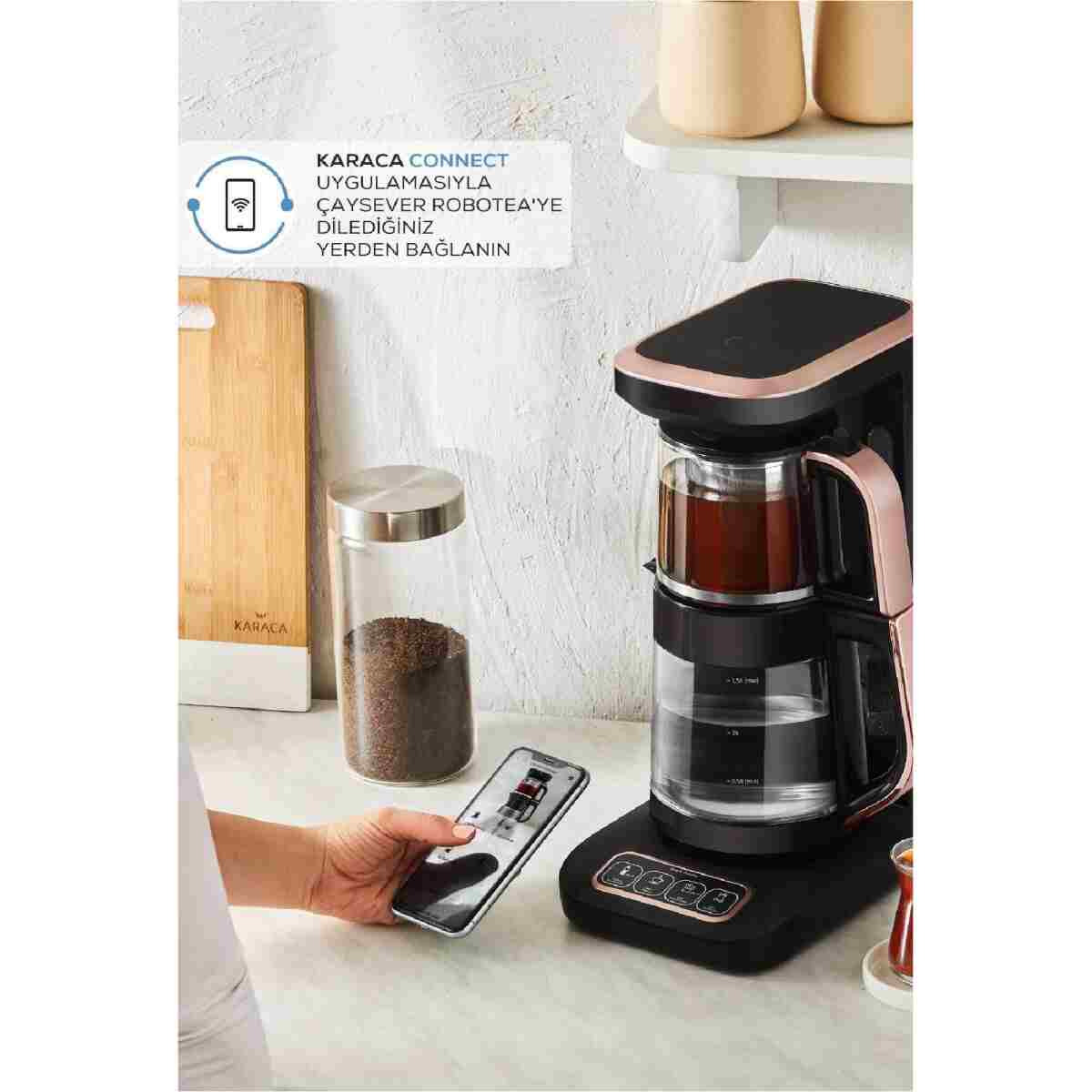 Karaca Çaysever Robotea Pro Connect 4 in 1 Konuşan Cam Çay Makinesi Rosegold - Görsel 3