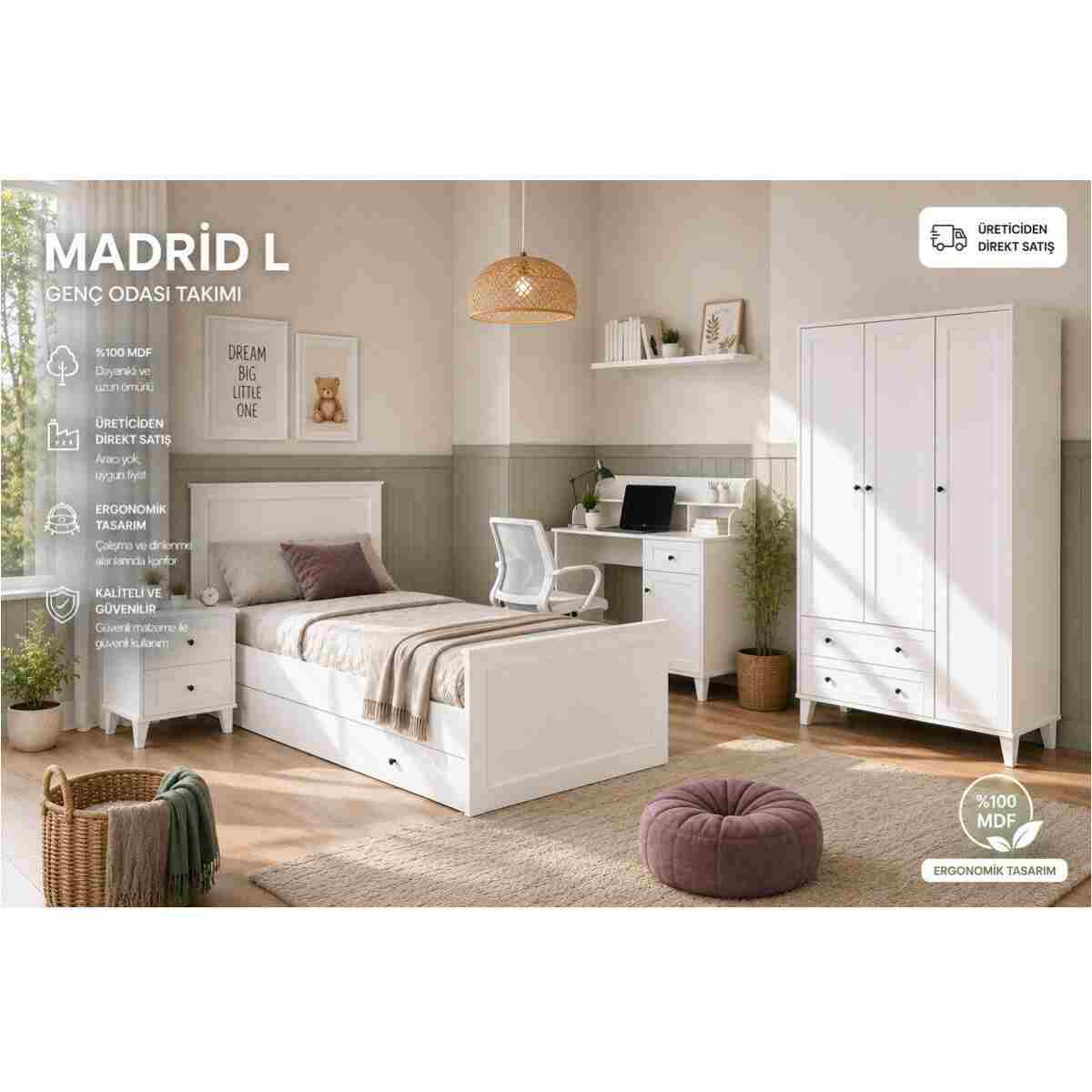 VENATTO MADRİD LARCH GENÇ ODASI (%100MDF) - Görsel 2