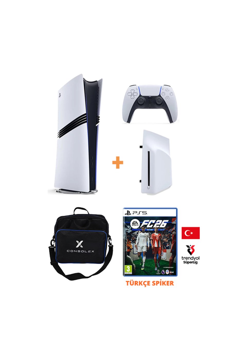 Sony PlayStation 5 Pro 2TB Konsol + Disk Driver + FC 26 Türkçe CD Oyun + Şarj İstasyonu + Çanta (CFI