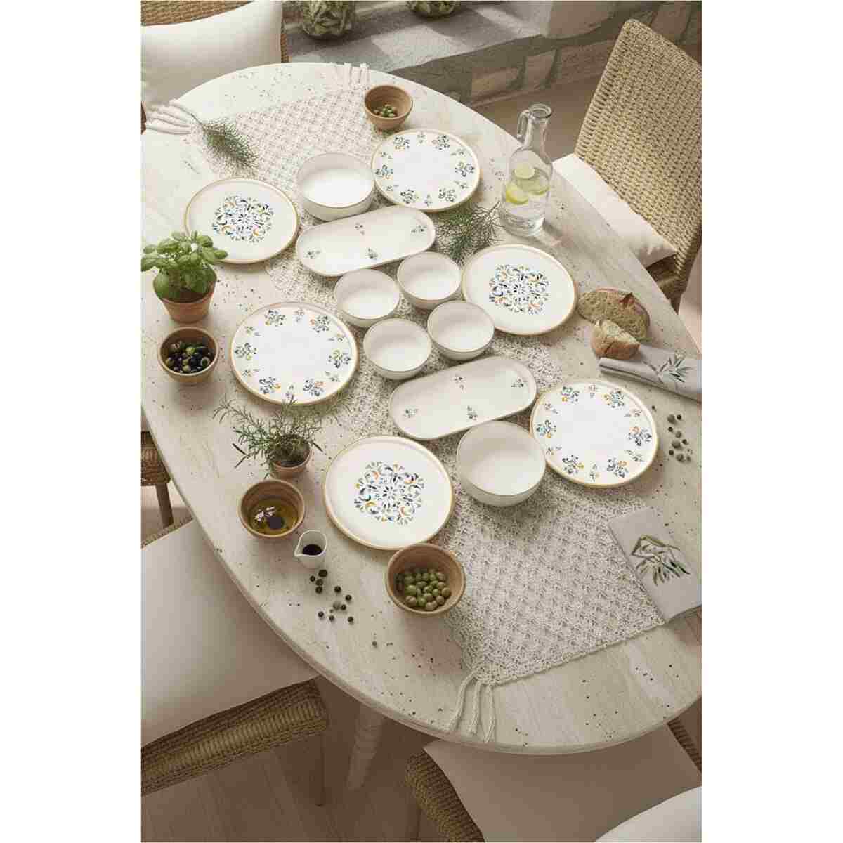 Kitchen Life 14 Parça 6 Kişilik D-Harma Stackable Kahvaltı Takımı Lüx Kahvaltılık Sunum Seti Tabağı - Görsel 8
