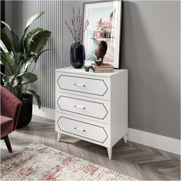 KZNMOB HOME Hayal 3 Çekmeceli Modern Şifonyer Beyaz - Tamamı 1. Kalite Mdf