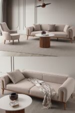 EDSY HOME Riva 3+1 Koltuk Takımı Sütlü Kahve