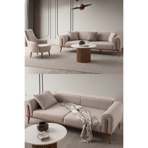 EDSY HOME Riva 3+1 Koltuk Takımı Sütlü Kahve
