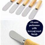 BRE HOME 6 adet bambu saplı paslanmaz çelik tereyağ bal reçel çikolata 12 cm
