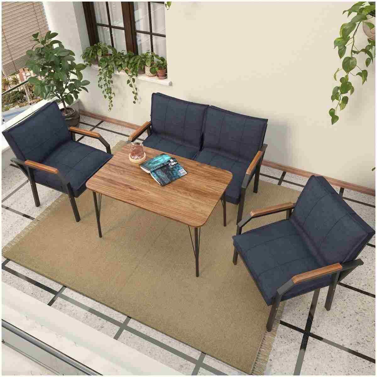 Mygusi Hayal Balkon, Bahçe, Cafe, Metal Kanepe Koltuk Takımı , Bahçe Mobilyası, 60x90 Masalı - 211 Antrasit - Görsel 8