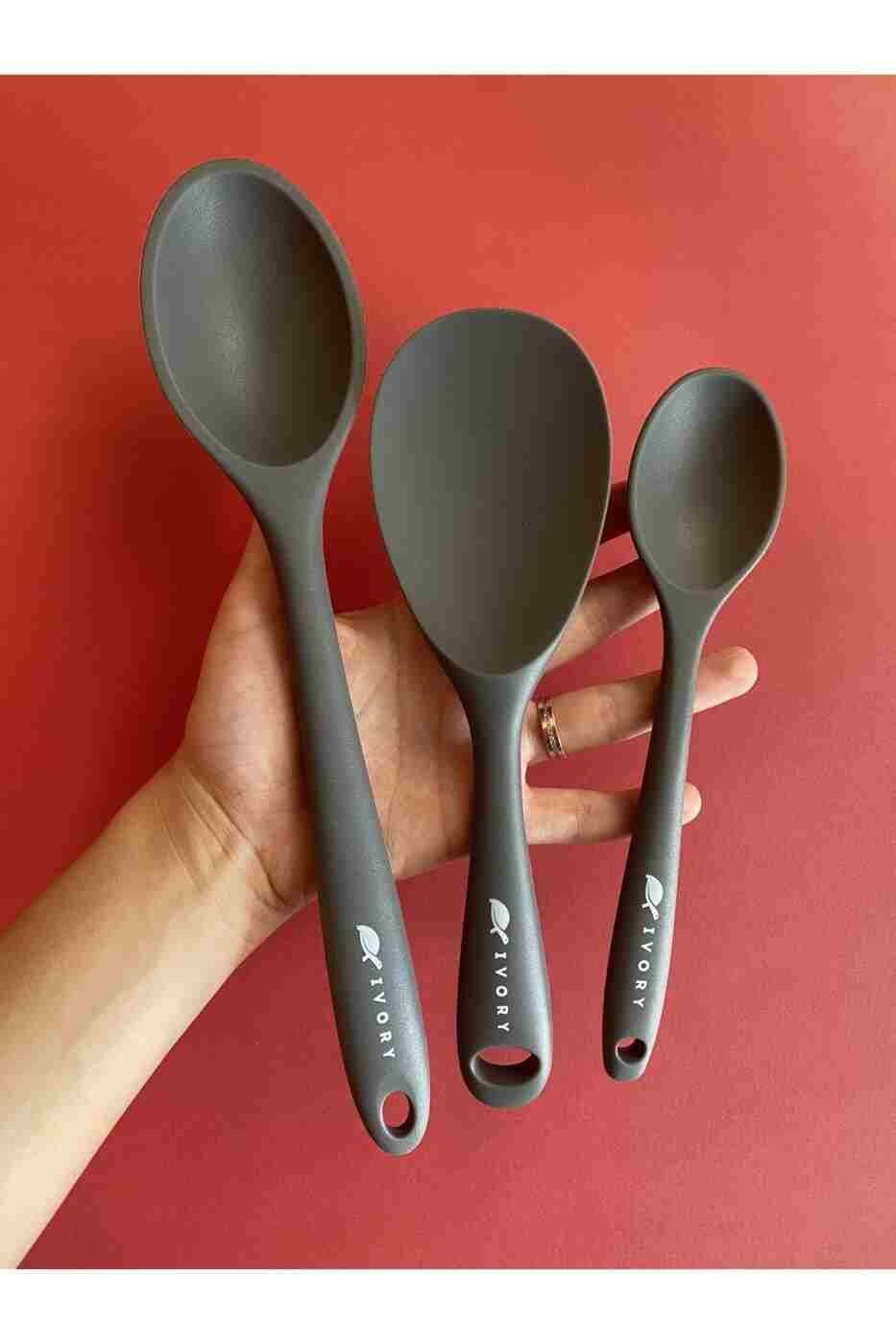 ab174260c0bfdd201b39870b13bb5bd5 Multiamo İvory Sert Uçlu Isıya Dayanıklı Yanmaz Yapışmaz Silikon Kaşık 28 Cm-20 cm/Kısa Kaşık 22 Cm - Görsel 1