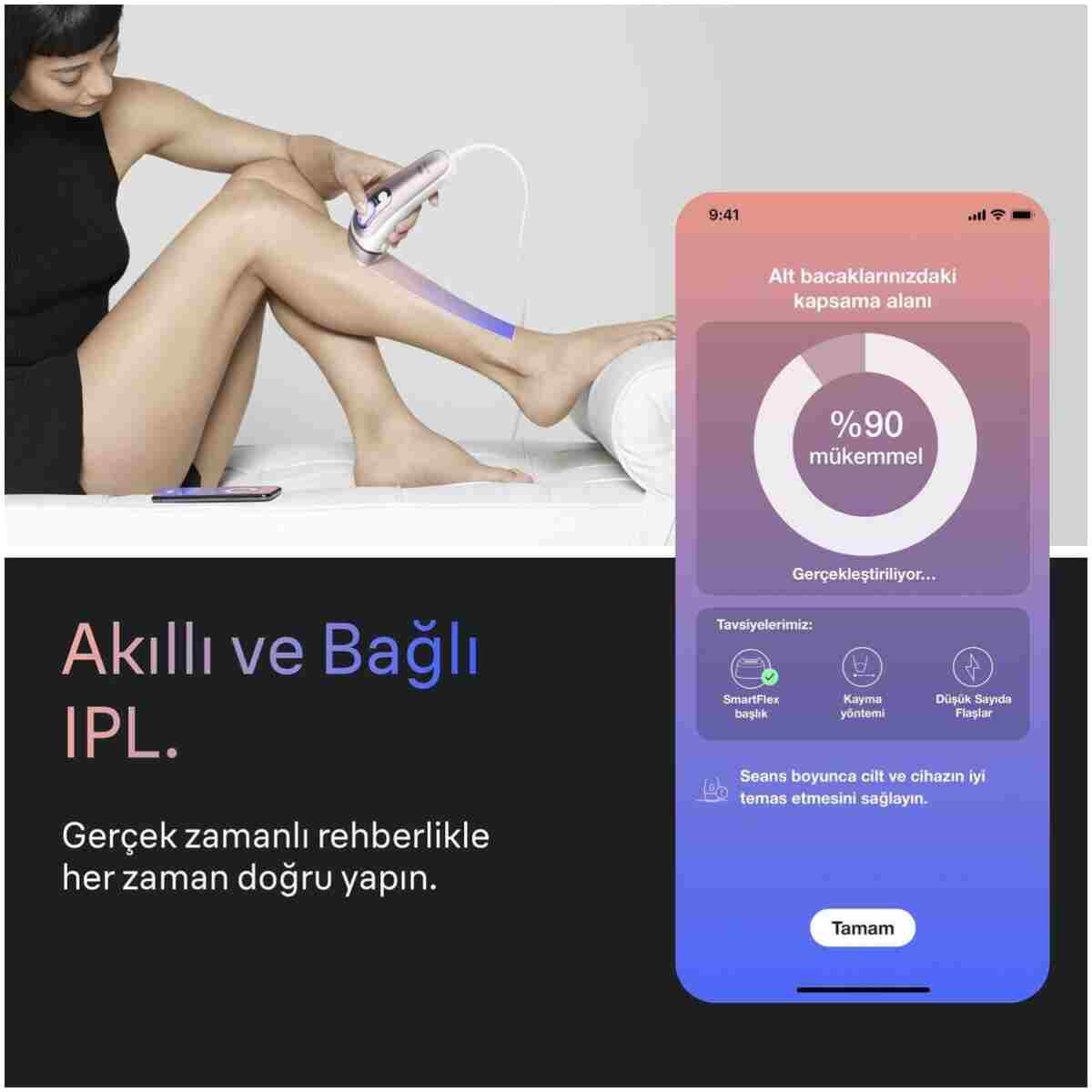 Braun IPL Skin i·expert, Evde Lazerle Tüy Alma, App ile, Mini Yüz Tüy Alma Cihazı, 4 Başlık, PL7432 - Görsel 3