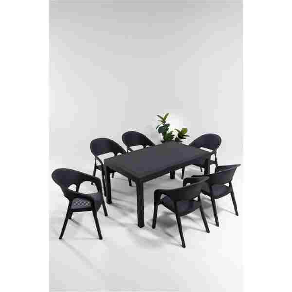 SANDALİE Garden 90x150 Bahçe&balkon&teras Masa Seti - Antrasit