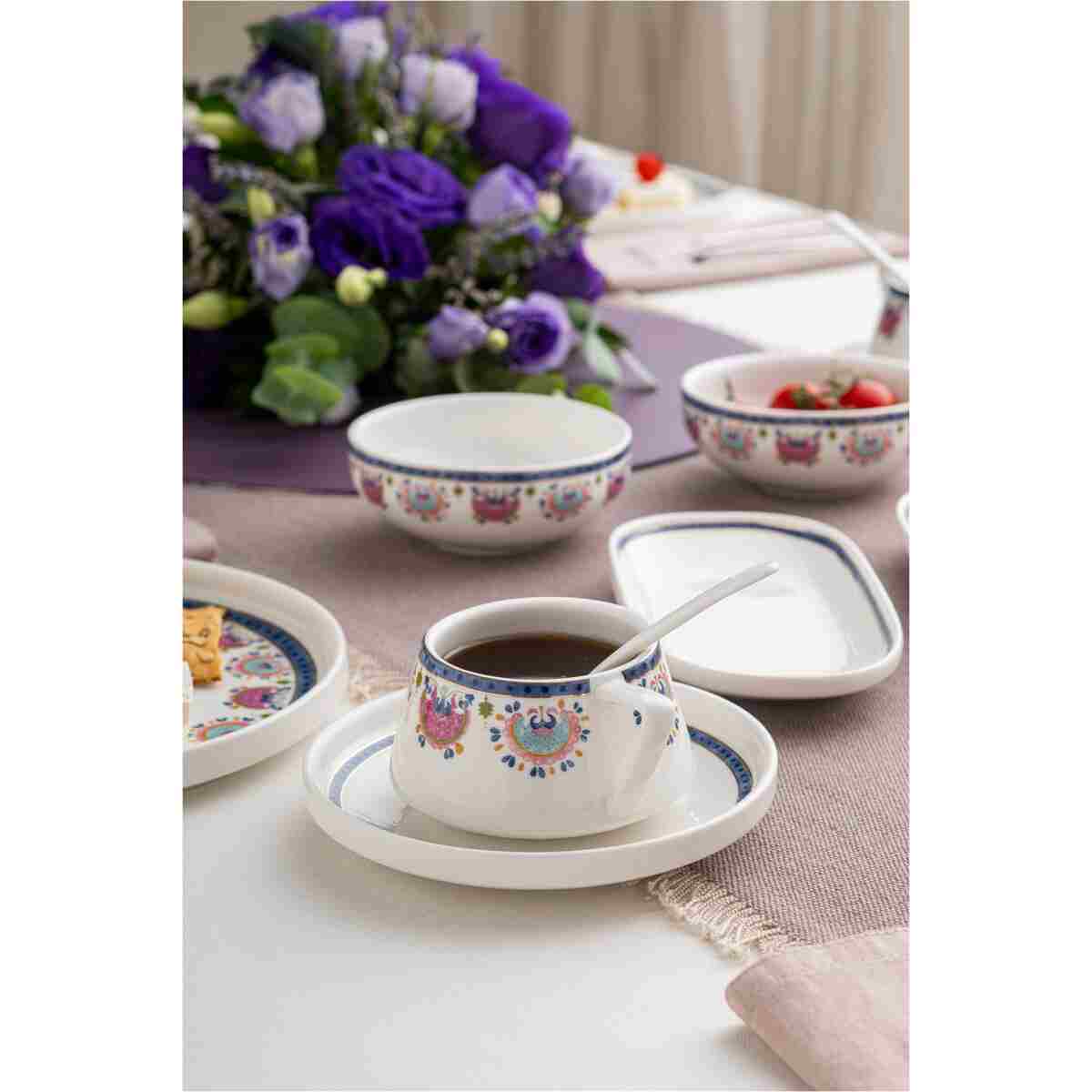 Emsan Ethnic Pink Porselen 32 Parça 6 Kişilik Kahvaltı / Servis Takımı - Görsel 6