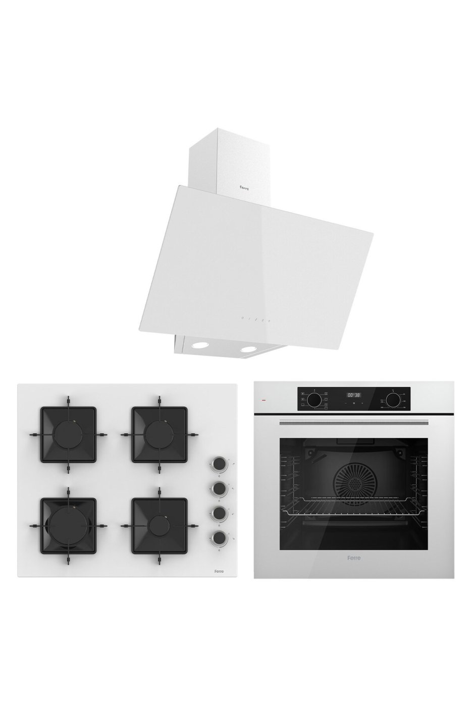 Ferre Flowart Ventora Plus Beyaz 3'lü Ankastre Set ( QBL63CB-SS206-D078 )