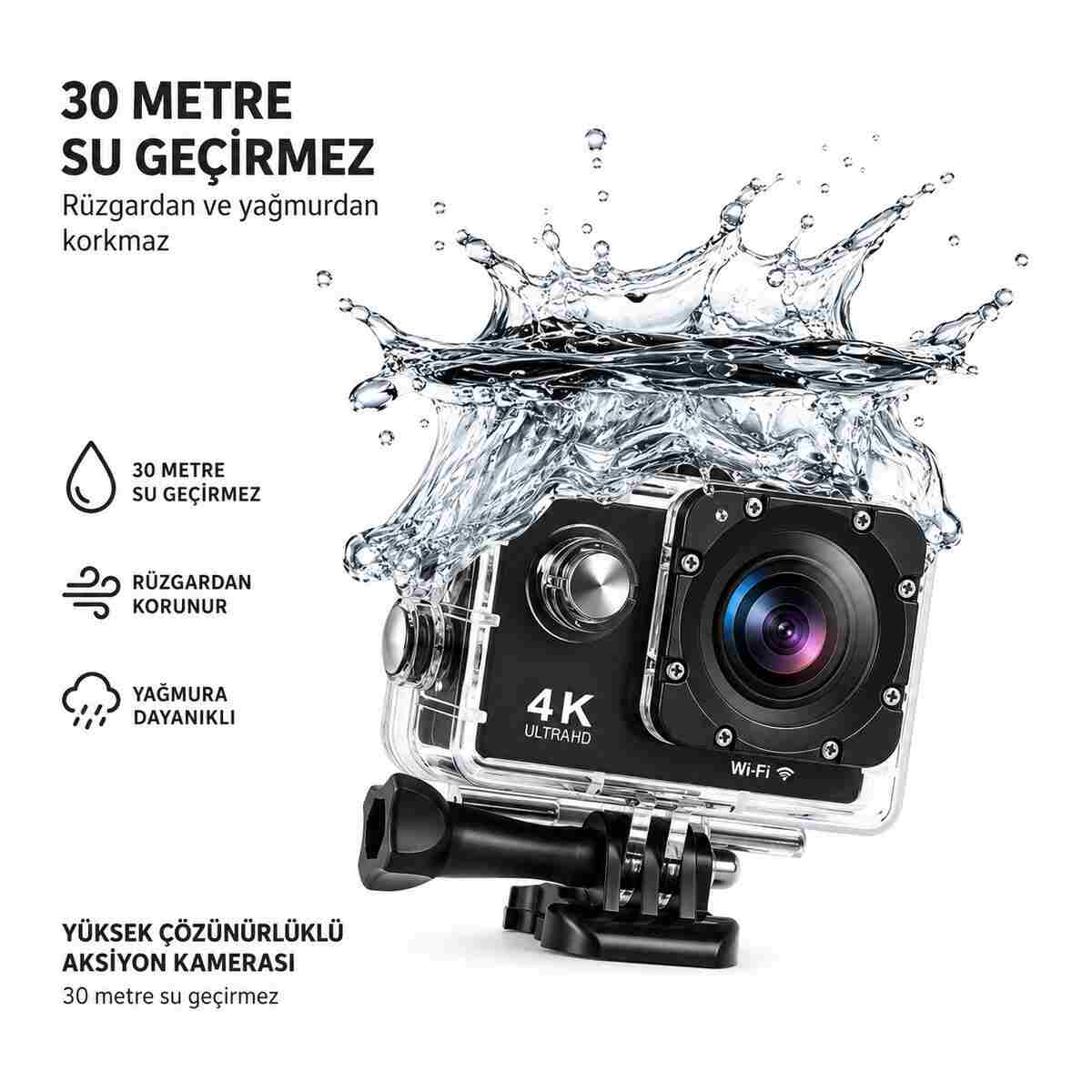 Teknomila 4k Ultra Hd 170 Derece Wifi Li Aksiyon Kamera Full Aparat - Görsel 2