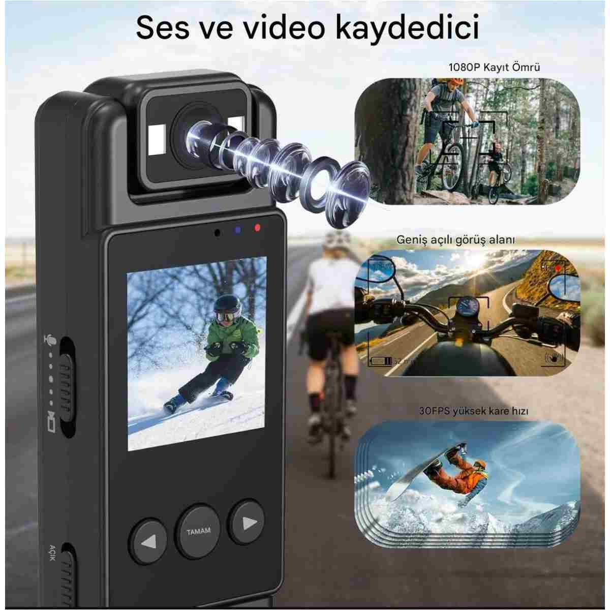 qasul Mini Kamera Hd 1080P Taşınabilir Dijital Video Aksiyon Macera Vücut Kamerası - Görsel 6