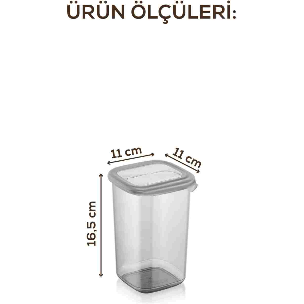 Vienev Beyaz Serigrafi Etiketli 6lı 1,2 Litre Peggy Kare Erzak Saklama Kabı Antrasit - Görsel 8
