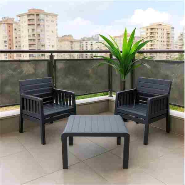 MOBETTO Lara 1 1 S Mindersiz Bahçe Takımı Balkon - Bahçe - Teras Mobilyası / Antrasit