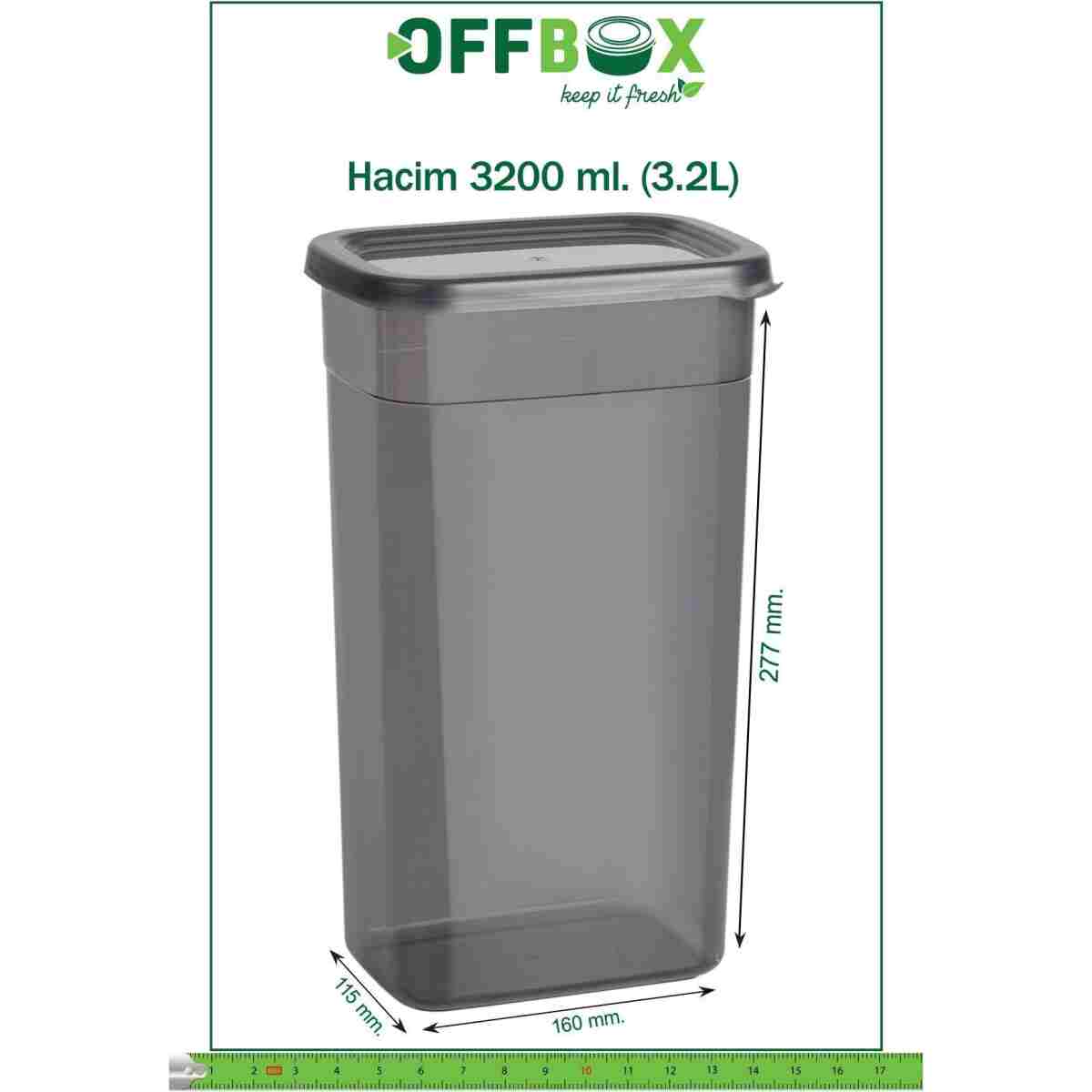 OFFBOX 12 Adet 24 Parça 3,2 Litre Mega Boy Dikdörtgen Erzak Bakliyat Saklama Kabı 20 Etiket Hediyeli - Görsel 13