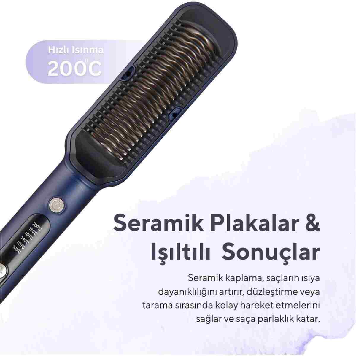 KUMTEL Seramik Saç Düzleştici Fırça HHSB-01 - Görsel 2