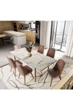 UZMHOME EZGİ 6 Kişilik Açılır Masa Sandalye Takımı Mutfak Masası Takımı Salon Masası Yemek Masası Takımı - Görsel 7