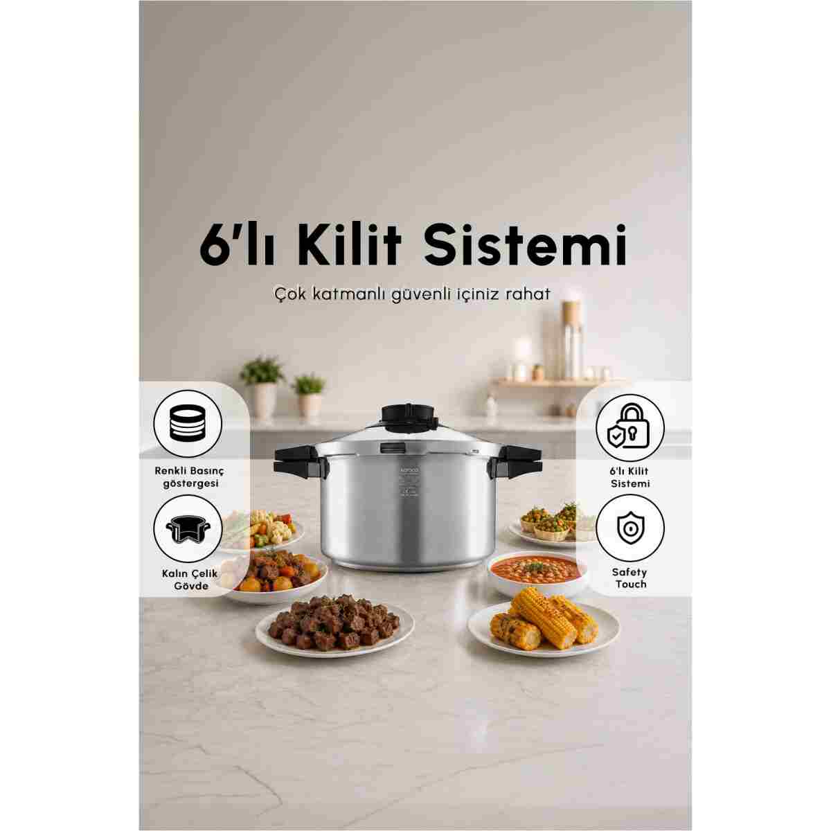 Karaca Quick And Safe Indüksiyon Tabanlı Düdüklü Tencere Seti 4+6 Lt - Görsel 21
