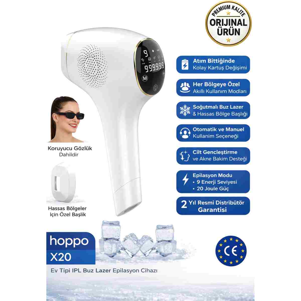 hoppo X20 Ipl Buz Lazer Epilasyon Cihazı 999.999 Flash Atım Dkunmatik Ekran - Görsel 11