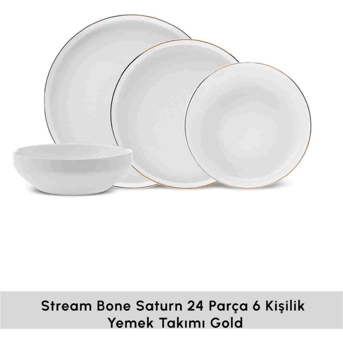 Karaca Stream Bone Satürn 24 Parça 6 Kişilik Yemek Takımı Gold - Görsel 3