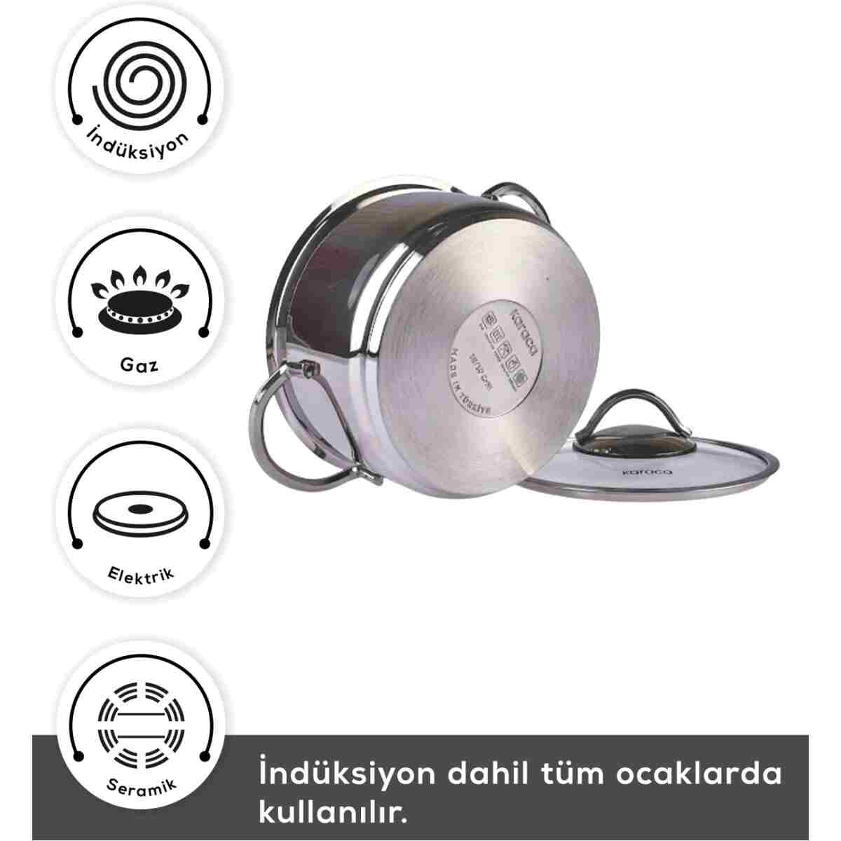 Karaca Ada 12 Parça indüksiyon Tabanlı Çelik Tencere ve Tava Seti - Görsel 4