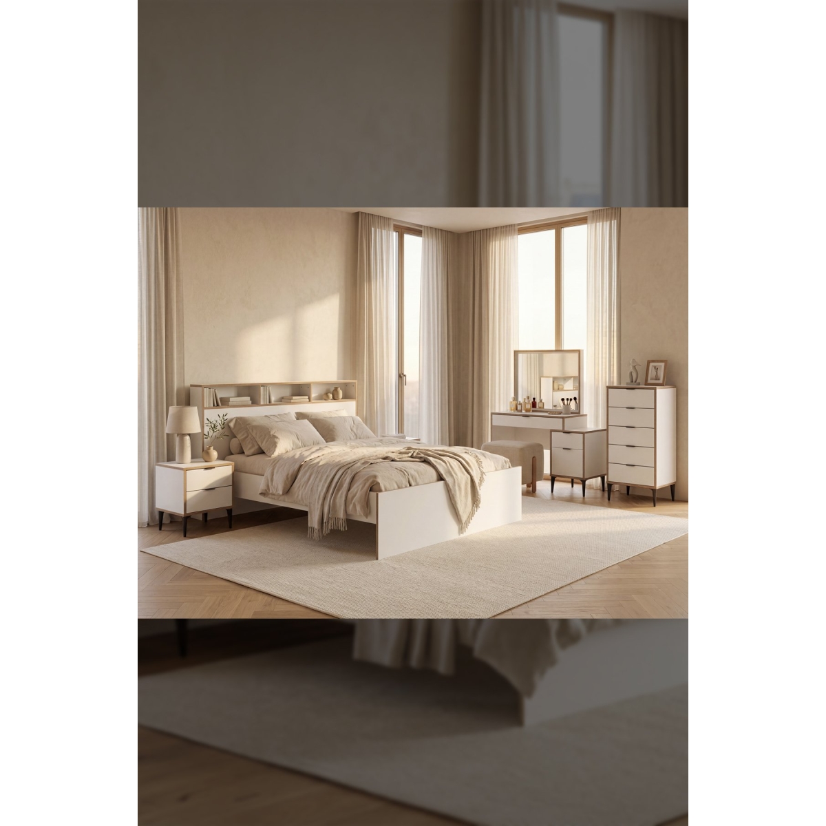 SARMOBİ Arden 5 Çekmeceli Şifonyer/Çamaşırlık 50x105x40 cm Beyaz – Modern Tasarım - Görsel 6