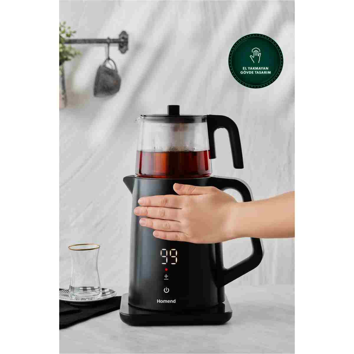 HOMEND Royaltea Cooltouch 1795h Dokunmatik El Yakmaz Gövdeli Paslanmaz Çelik Konuşan Çay Makinesi - Görsel 2