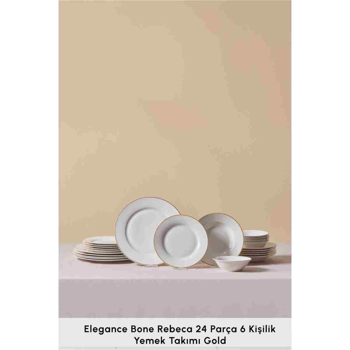 Karaca Elegance Bone Rebeca 24 Parça 6 Kişilik Yemek Takımı Gold - Görsel 3