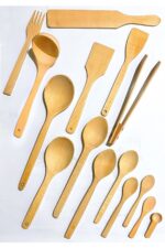 Kitchen Mania 15 Parça Yağlı Kayın Ahşap Kaşık Tahta Spatula Servis Kepçe Ağaç Çatal Maşa Seti - Görsel 3