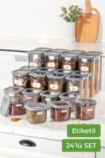 Vienev 24'lü Etiketli Poly Kare Erzak Saklama Kabı Set 8x(0,55 LİTRE, 1,2 LİTRE, 1,75 LİTRE) Antrasit - Görsel 3