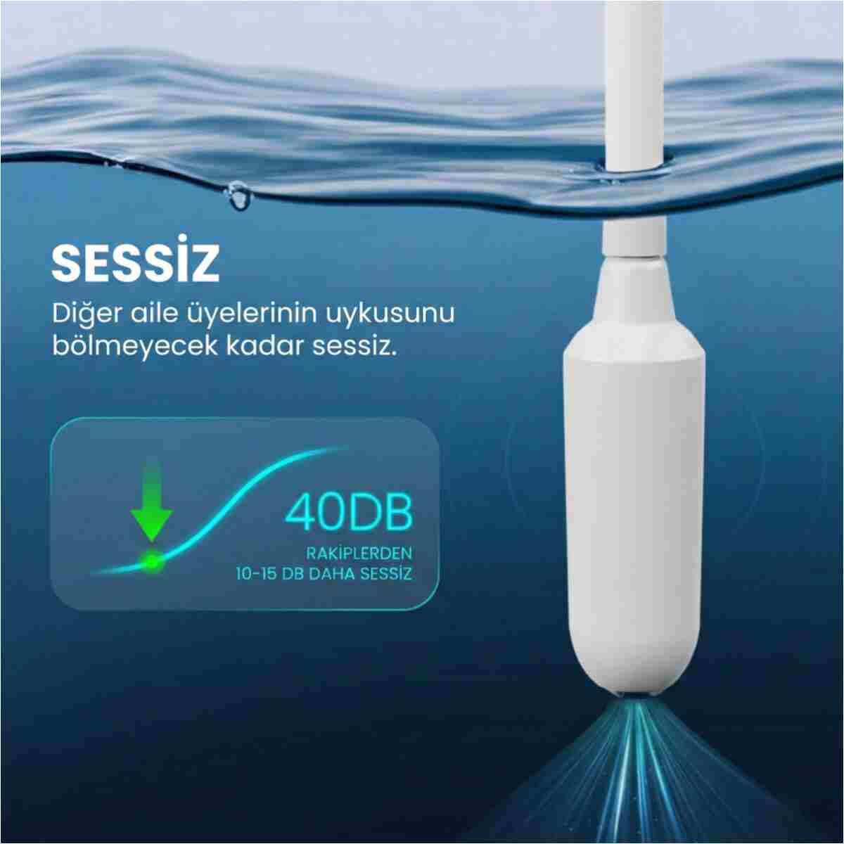 Vayomy SilentPro Sessiz Şarjlı Otomatik Damacana Su Pompası Dalgıç Motor Hızlı Dolum Çocuk Kilidi Bpa Free - Görsel 10