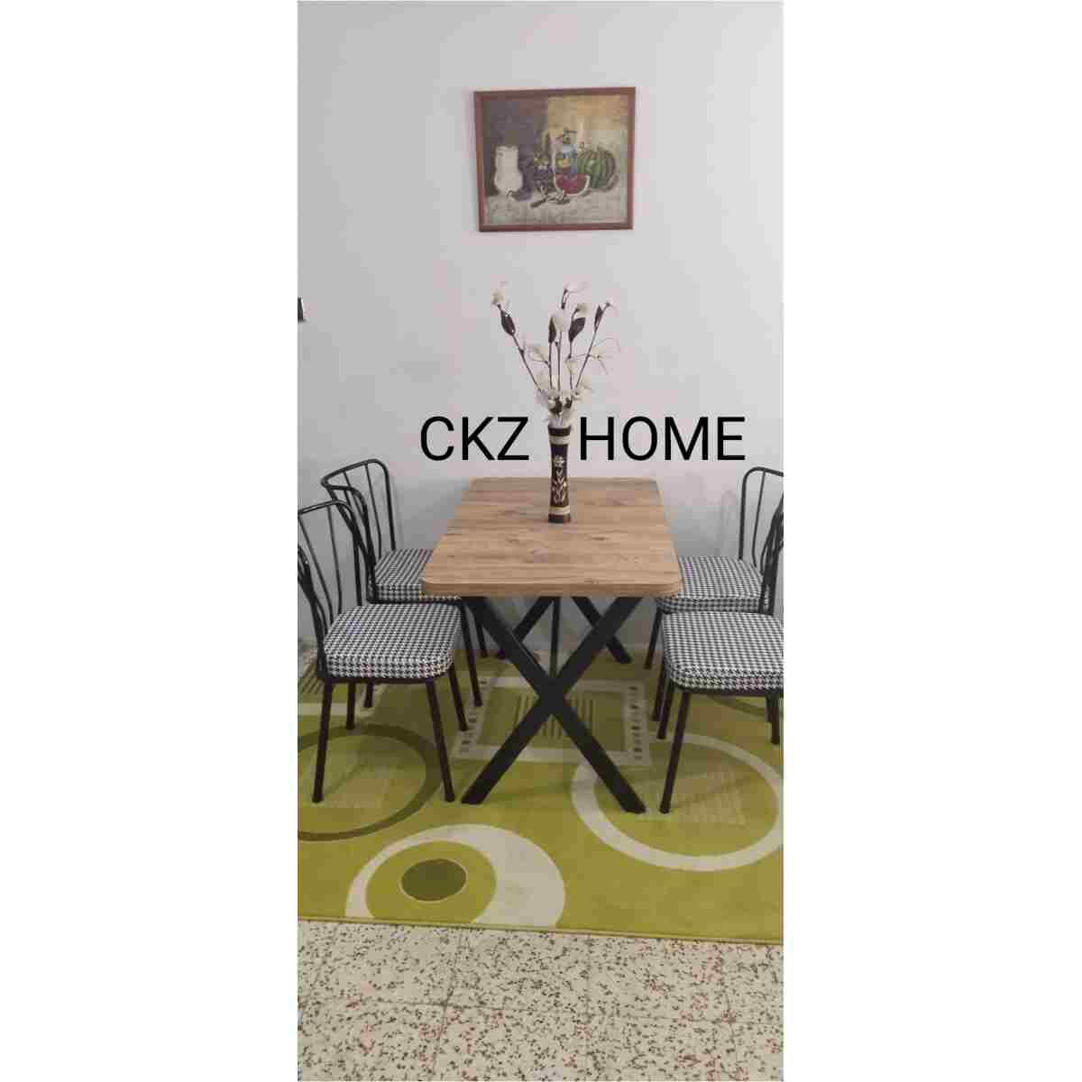 CKZ X AYAKLI MASA TAKIMI 4 DESTEKLİ AY SANDALYELİ - Görsel 2