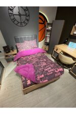 Violacasa Tek Kişilik Welsoft Pufidik Uyku Seti (Lastikli Çarşaflı) Mürdüm Love - Görsel 6
