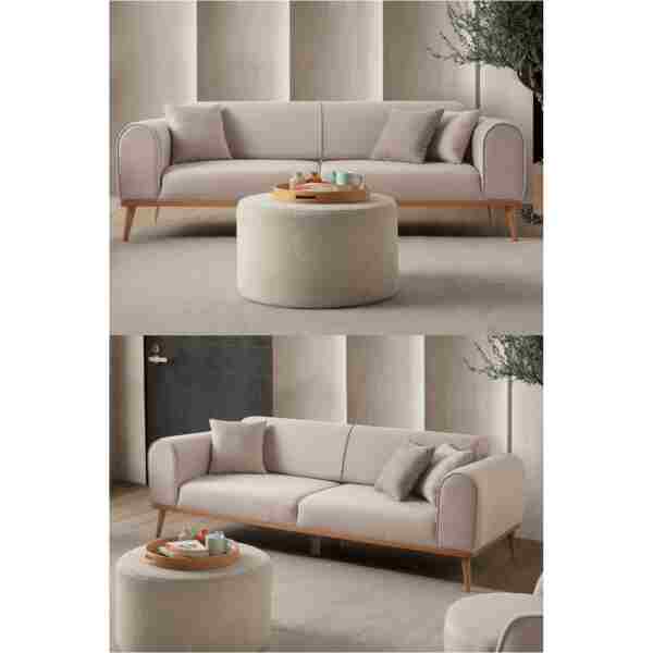 EDSY HOME Rebull 3'lü Koltuk Sütlü Kahve