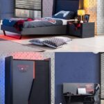 Setay Gamer Ledli Genç Odası - 2 Kapılı Dolap, Karyola, Komodin, Masa