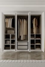 AEKA AE-2191 Hisar Beyaz/Beyaz Aynalı 6 Kapaklı Çok Bölmeli Askılı ve Raflı Geniş Hacimli Gardırop 210x210 cm - Görsel 4